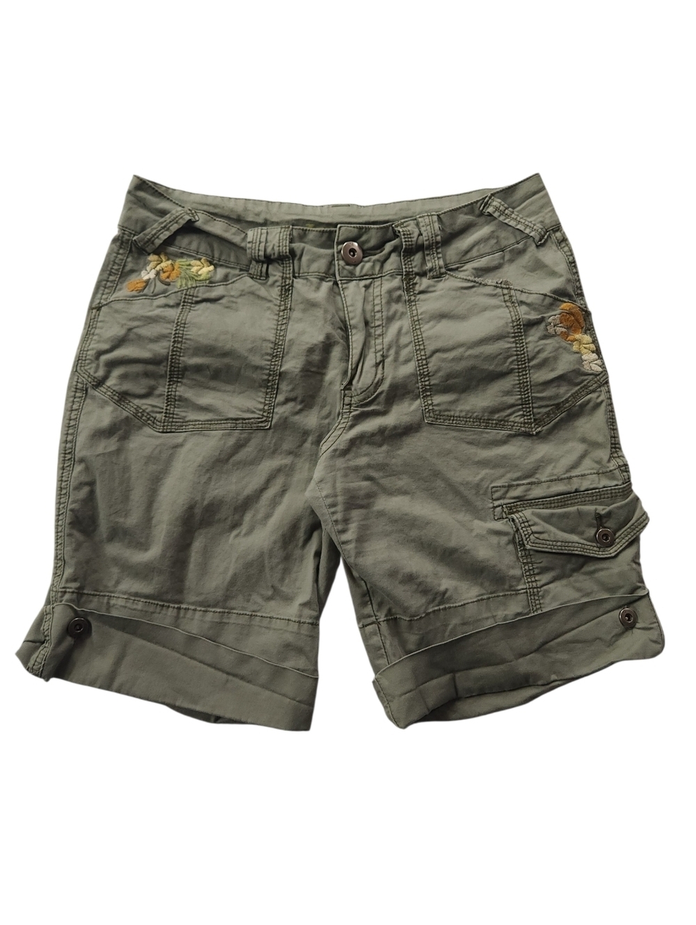 Y2k 2010s Z Co Floral Embroidered Cargo Long shorts Sz 6
